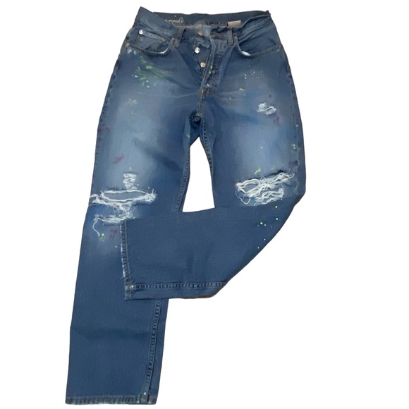 (+) Peoples Brand Distressed Splatter Paint Jeans! - Picture 1 of 8